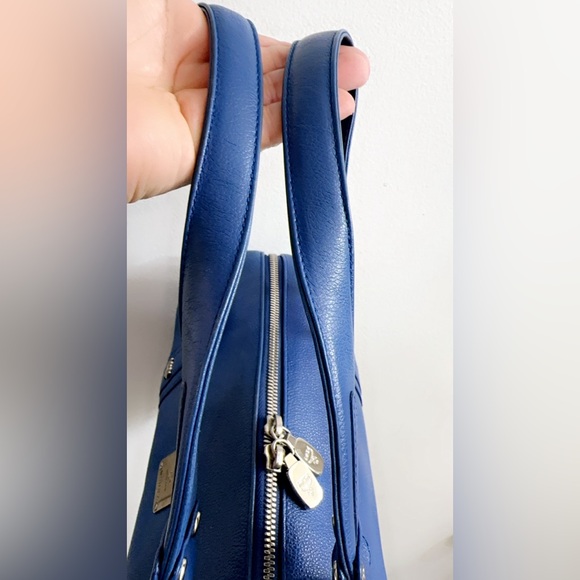 MCM Blue Leather Logo Boston Bag 12” x 7” Excellent Condition!! - Picture 8 of 12